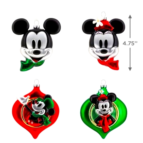 Hallmark Disney Mickey and Minnie Blown Glass Christmas Ornaments Set of… - Picture 14 of 15